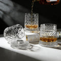 Luxury 360° Spinning Crystal Glass -Star-Cut Stress Relief Whiskey & Wine Glass,Elegant European Barware Gift, Rotating Glasscup Spinning Glass Cup Gift an Illuminated Base Summerwins,Summerwins
