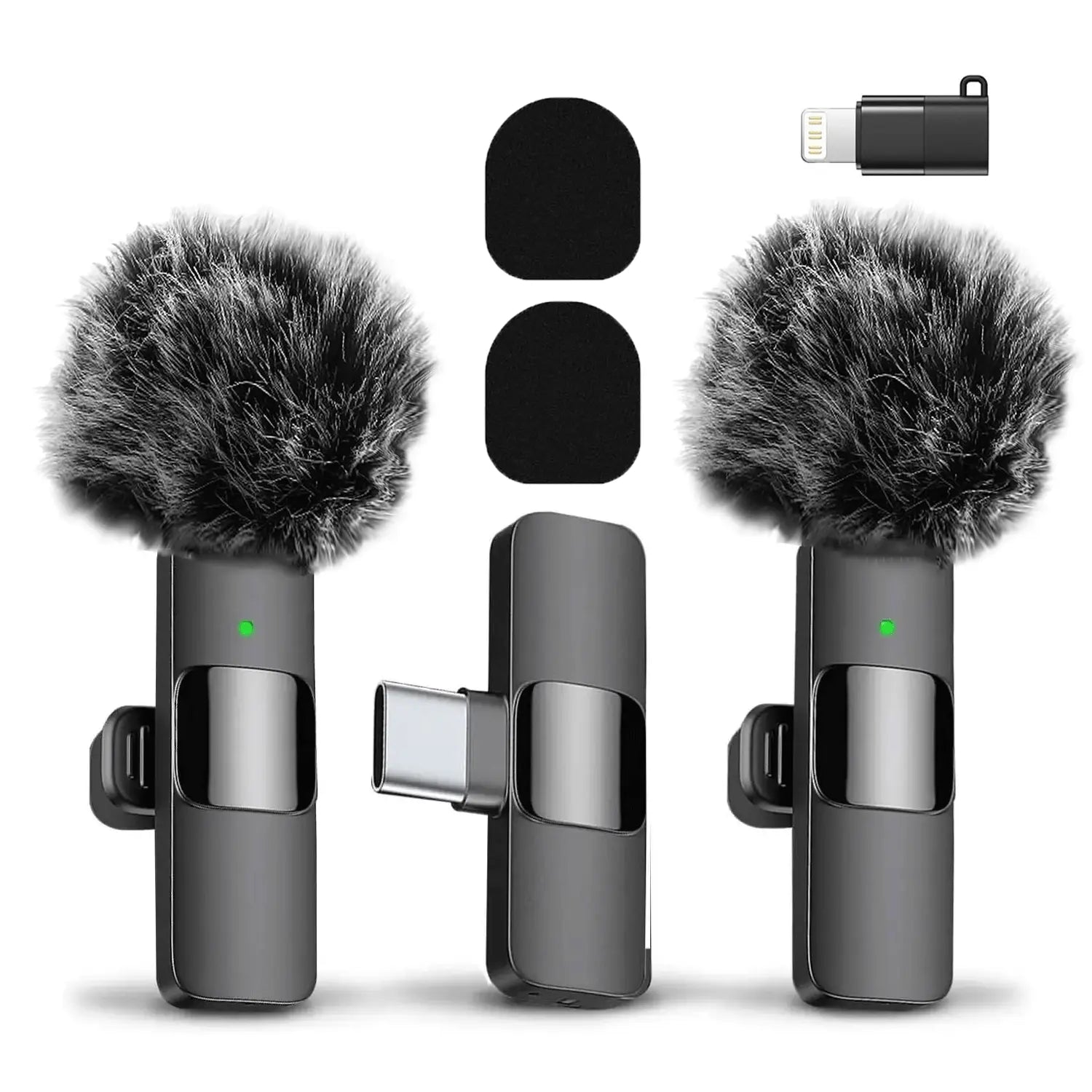 Hitozon Wireless Microphone for Iphone Ipad and Android Phone, 2 Pack Wireless Lavalier Lapel Mic with Noise Reduction, Plug and Play Mini Microphone for Video Recording Interview Podcast Youtube Tiktok Vlog,Summerwins