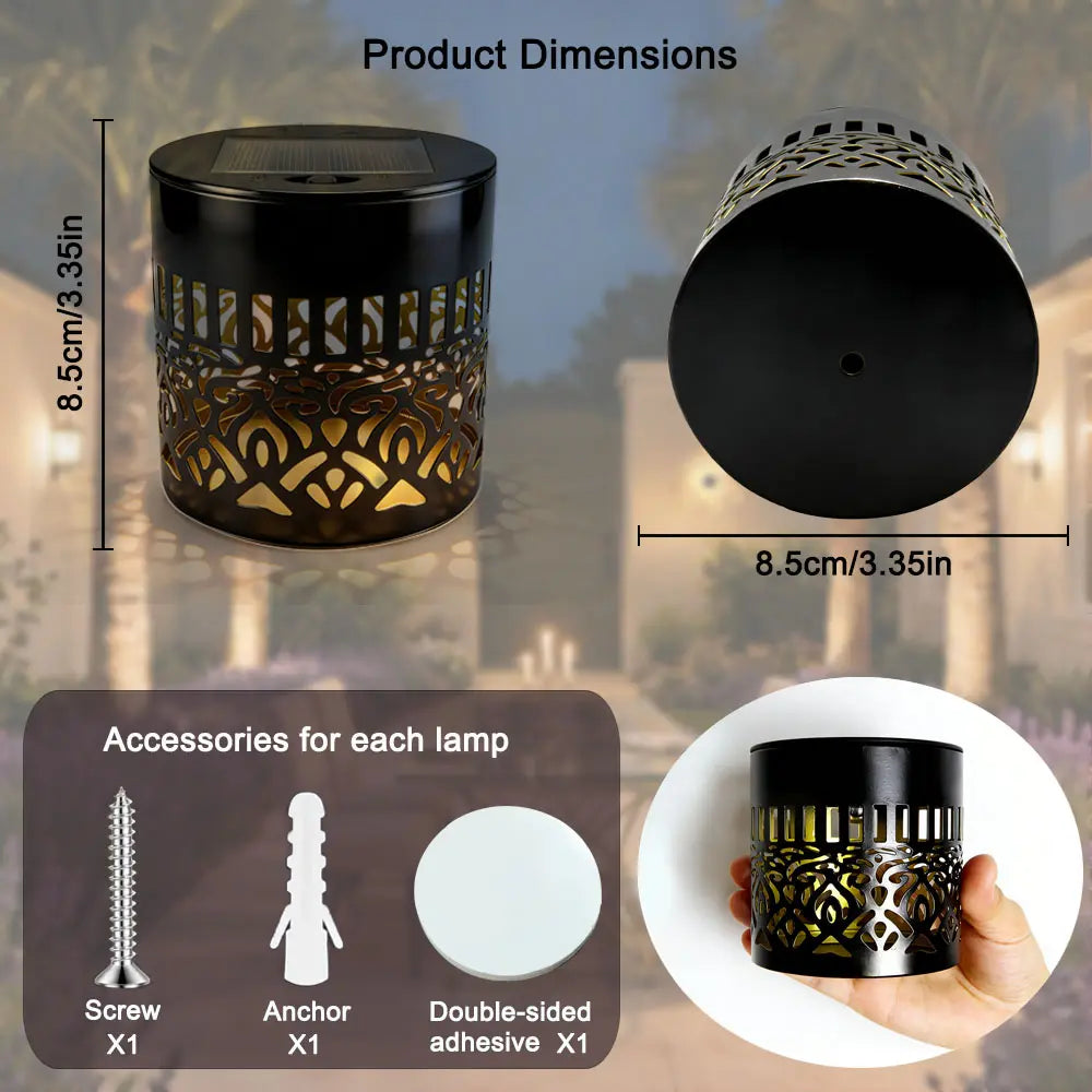Solar Outdoor Light IP65 Waterproof Auto On/Off Metal Frame Mandala Cut-Out Retro Modern Design Decorative Atmosphere for Garden Balcony Villa Fence Porch